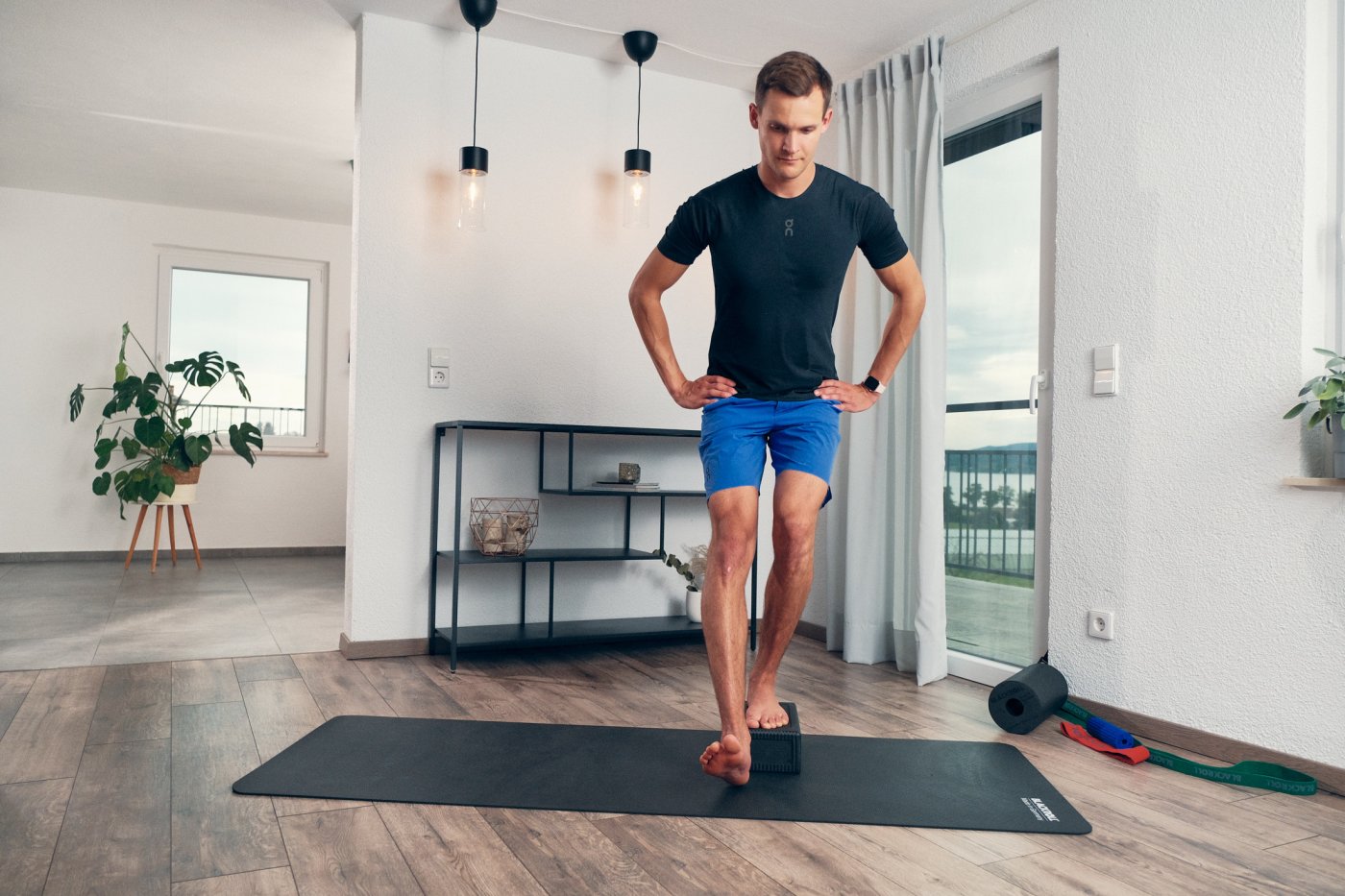 Man stretching his calves