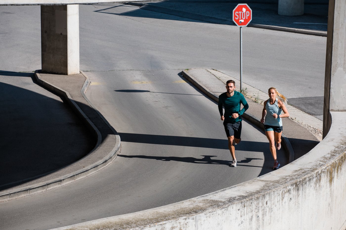 Man and woman jogging