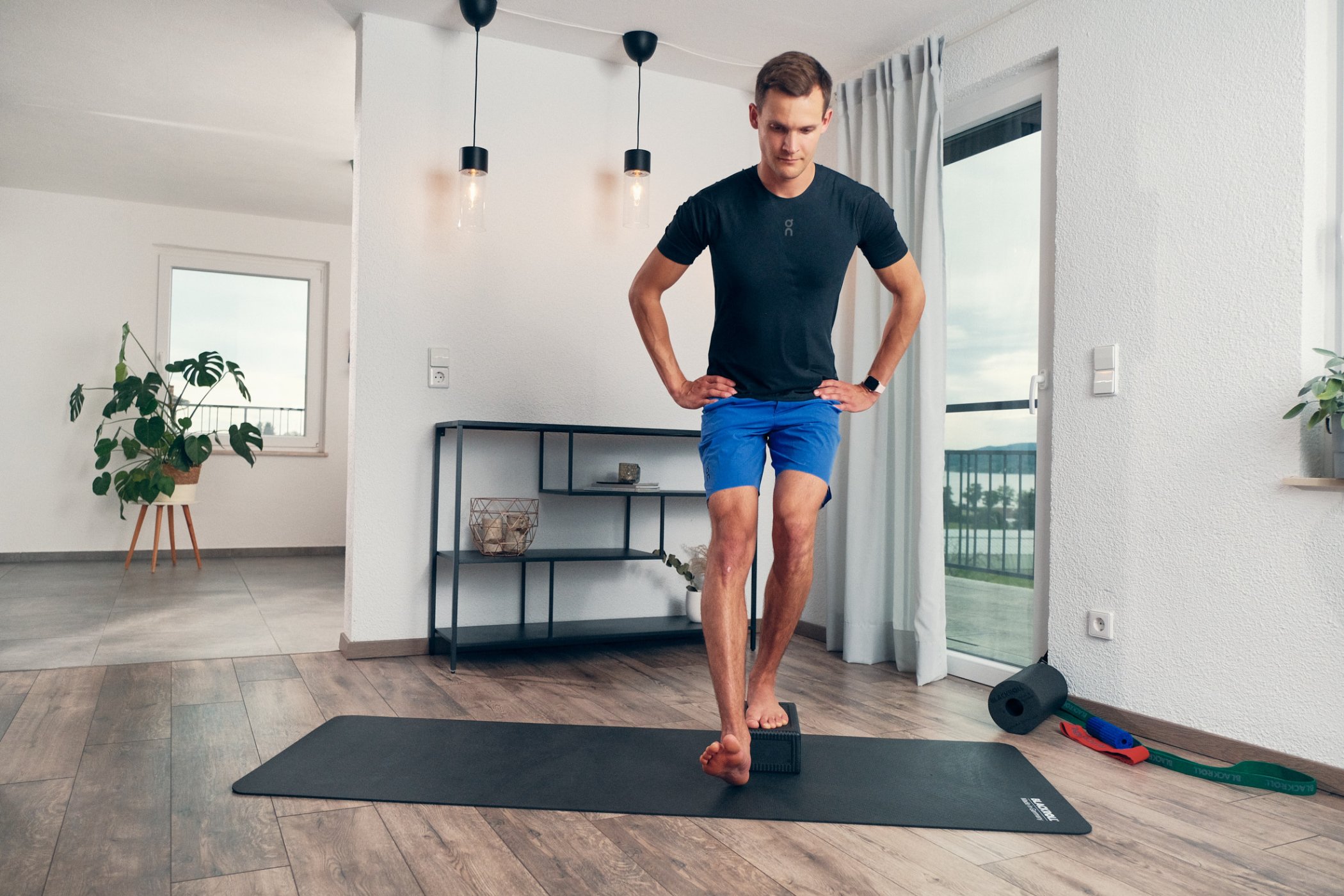 Man stretching his calves
