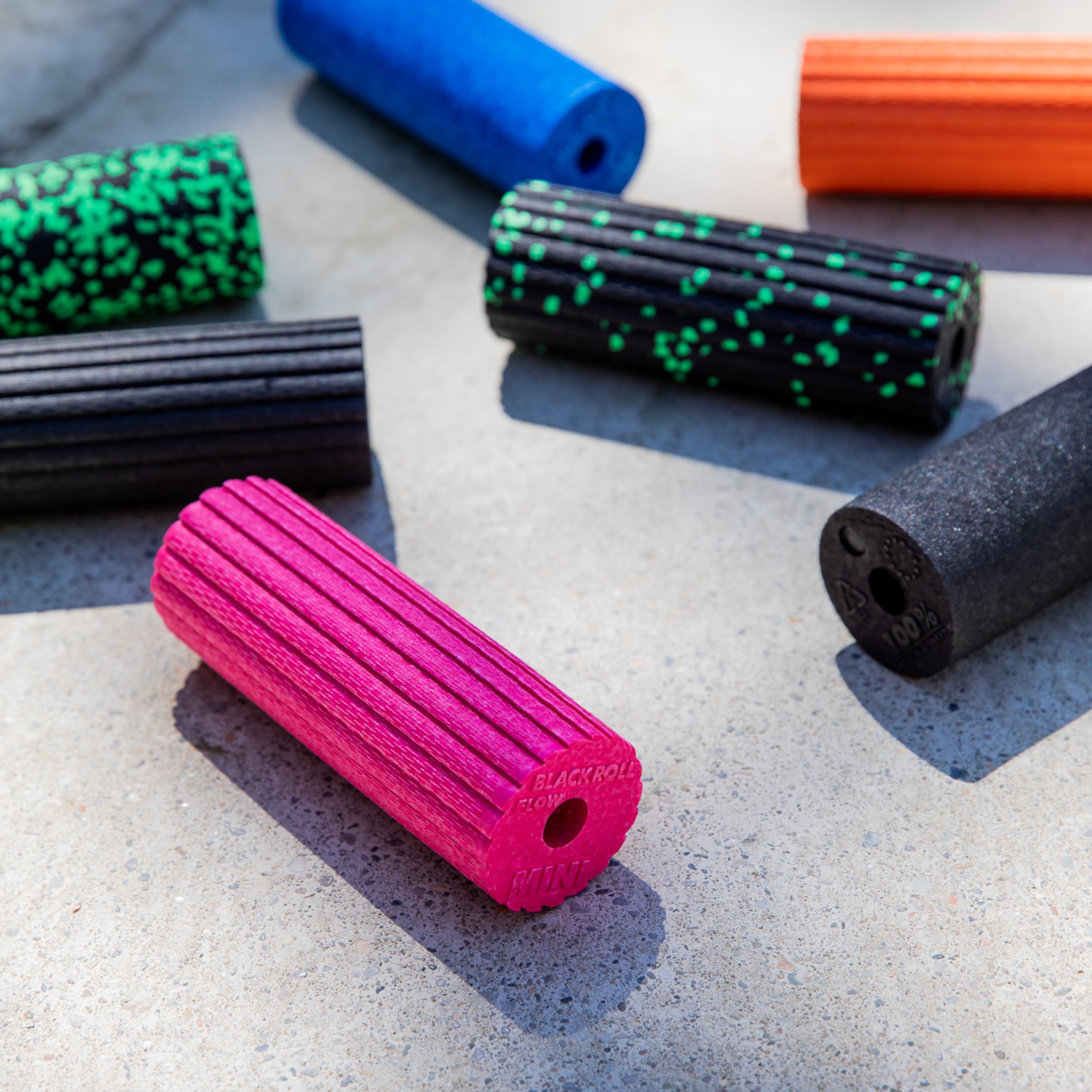 MINI FLOW fascia rollers in various colors