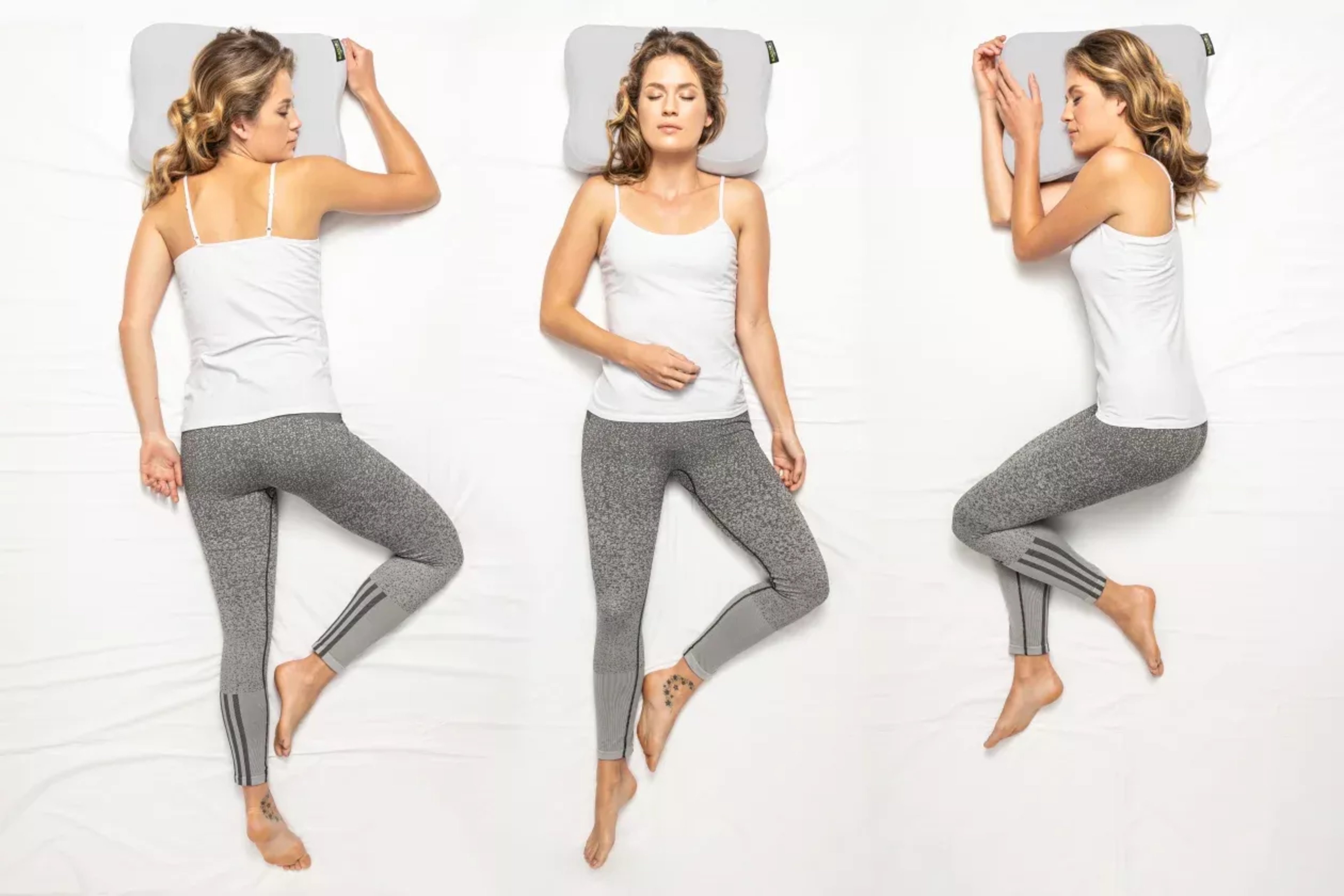 Femme dans différentes positions de sommeil