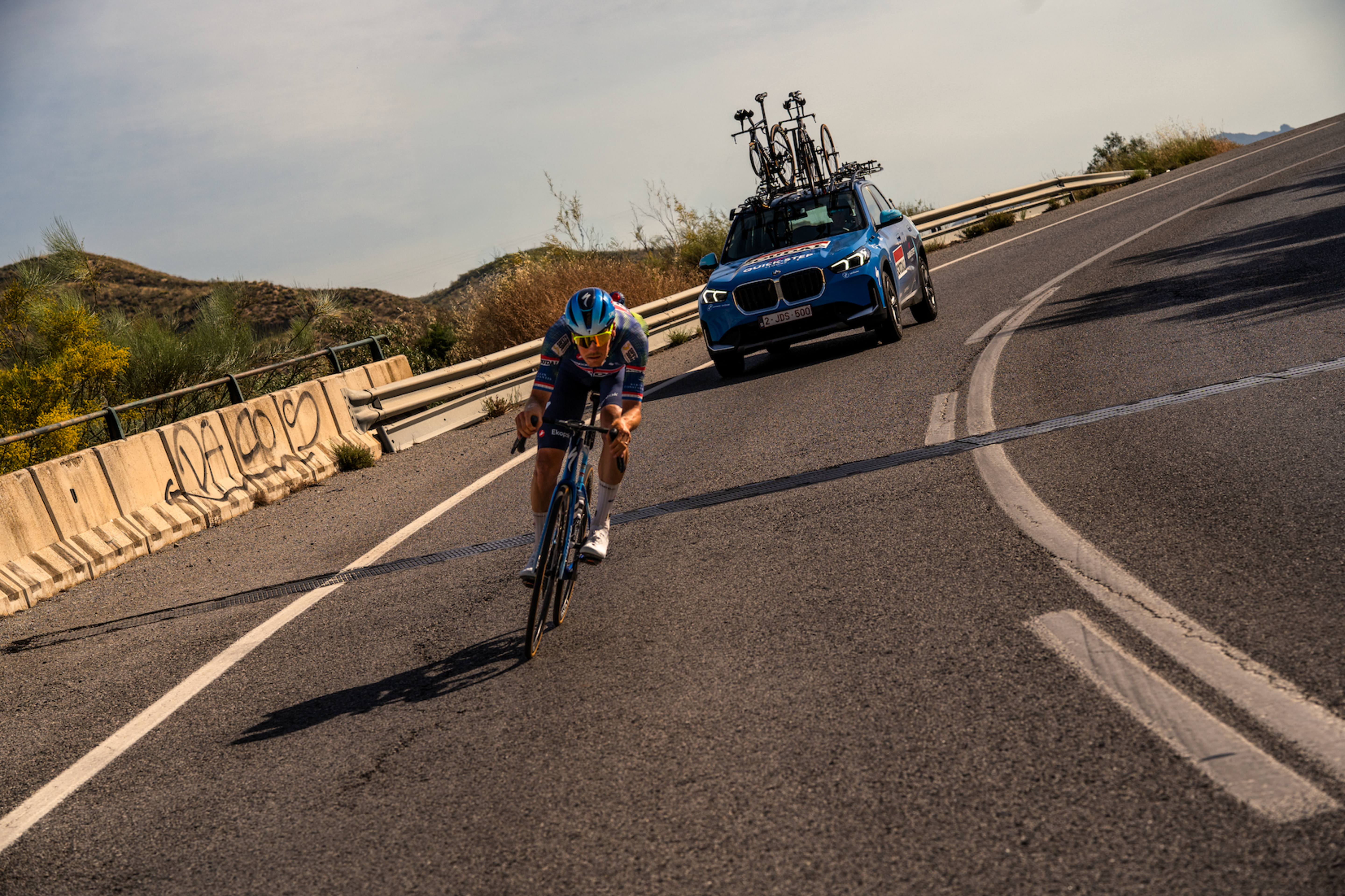 Soudal Quick-Step riders on the road in the Sierra Nevada