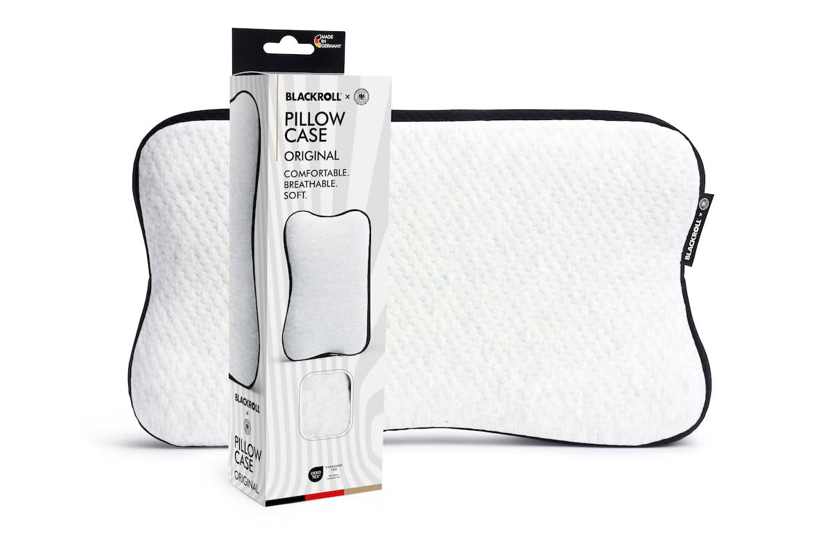 DFB Pillow Case Original Wechselbezug mit Verpackung für das BLACKROLL Recovery Pillow, weißer atmungsaktiver Kissenbezug mit schwarzem Rand