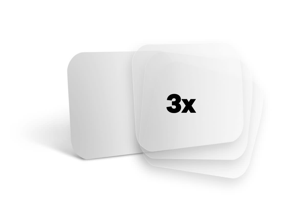 3 reusable adhesive foils for the THERMO PAD, shown transparently stacked on top of each other