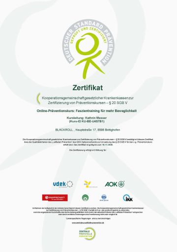 Zertifikat Präventionskurs